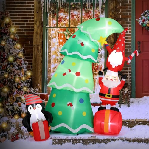 6FT Inflatable Christmas Tree with Gift Boxes Outdoor Holiday Decor - Gnomes Pick Variation