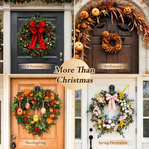 Black Suction Cup Wreath Hanger for Front Door and Glass Windows - No Drill Hooks