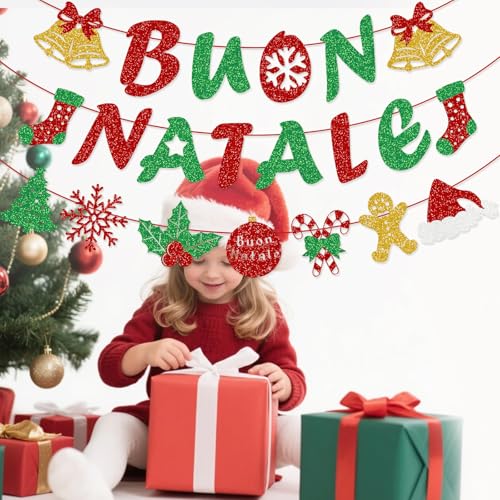 Italian Christmas Banner & Garland Set - Buon Natale Holiday Decorations