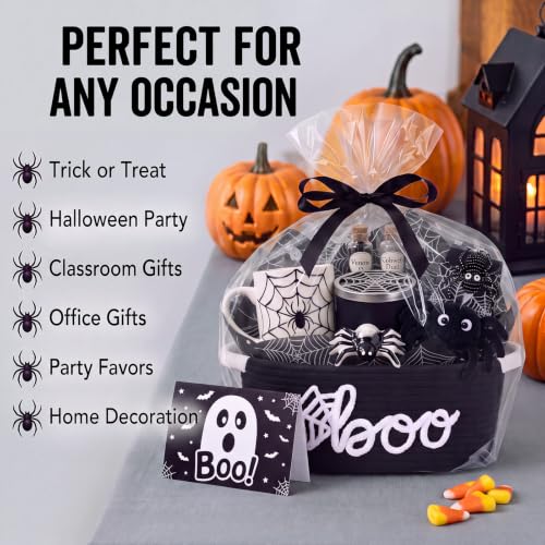 Halloween Boo Basket Tissue Paper Ribbon Card Gift Bag - Black