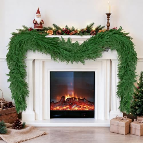2-Pack 6FT Artificial Norfolk Pine Garland for Christmas Decor - Dense & Real Touch
