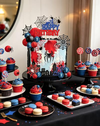 Red Spider Cake Topper Set for Halloween & Party Decorations