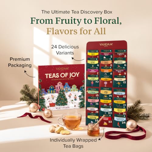 Tea Advent Calendar 2026 - 24 Unique Tea Bags Gift Set, Tea Countdown