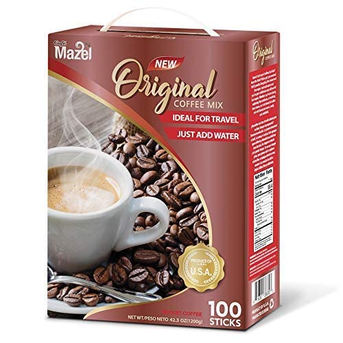 Café Mazel Instant Coffee - Original, Instant Coffee Mix, 3 in 1 Instant Coffee, 100 Sticks