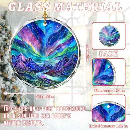 Northern Lights Stained Glass Ornament, Christmas Tree Decor, Northern Lights Ornaments for Christmas Tree, Holiday Presents, Gift Exchange