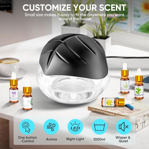 Black Water Based Air Purifier with Essential Oil Diffuser & Humidifier - Rainbow LED Light