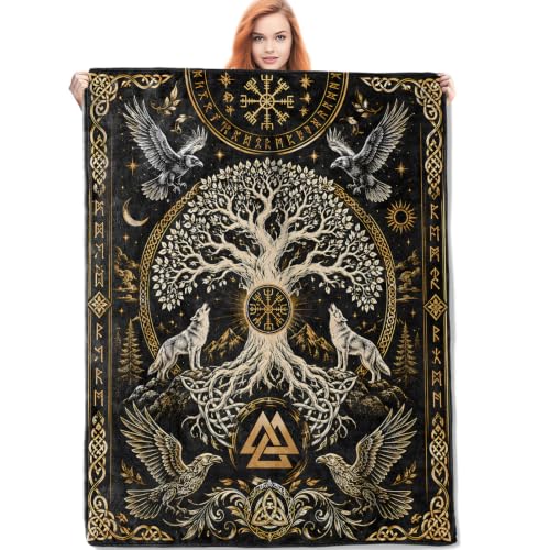 Viking Tree of Life Blanket - Soft Flannel Throw for Home & Travel