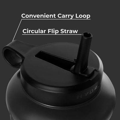 HydroJug Half Gallon Water Bottle - Refillable 73oz Jug With Carry Handle | Leakproof & BPA Free - Black (Pro Jug V2)