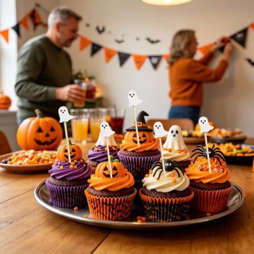 Halloween Ghost Toothpicks for Appetizers and Drinks - 100 Pack