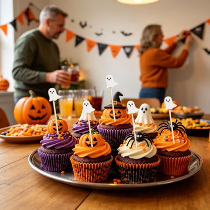 Halloween Ghost Toothpicks for Appetizers and Drinks - 100 Pack