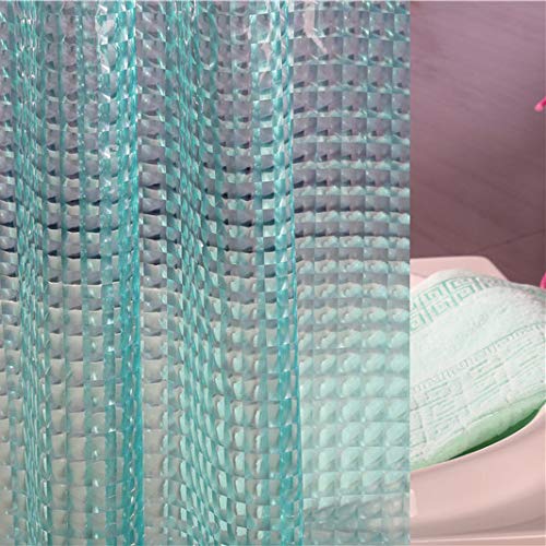 Adwaita Teal Waterproof PEVA Plastic Shower Curtain Liner Heavy Duty No Chemical Smell 12 Rustproof Grommets Holes with 12 C Hooks 72 x 72 inches