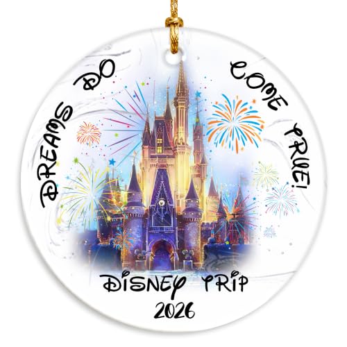 Castle Fireworks Trip Ornament - Magical 2026 Vacation Keepsake for Family Travel