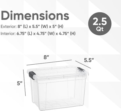Superio Storage Bins - 10 Pack Clear Stackable Containers | 2.5 Qt BPA-Free, Non-Toxic Organizers for Home & Office