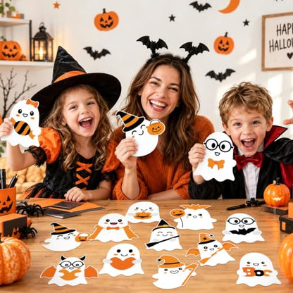 Orange Halloween Ghost Cutouts Bulletin Board Decorations - 48 Pcs