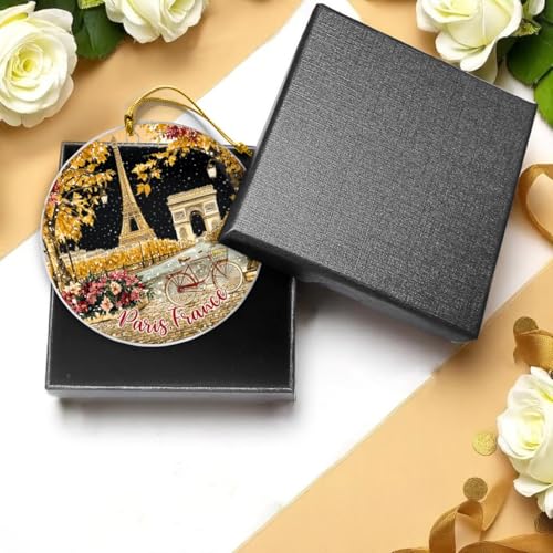 Paris Christmas Acrylic Ornament - Eiffel Tower & Arc de Triomphe, Holiday Decor, Gift for Travelers - Variation of Paris Ornament