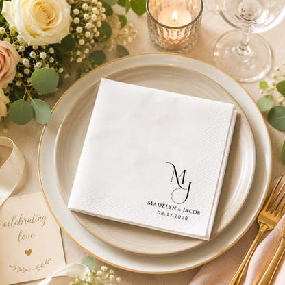 GiveSmiles Personalized Wedding Cocktail Napkins - Style 6 - Mr & Mrs Name Couple, Pack 15-500