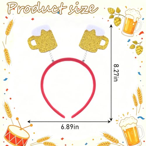 Beer Mug Boppers Headband for Oktoberfest Beer Party Costume Accessory