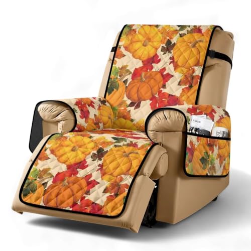 Pumpkin Recliner Chair Cover Quilted Recliner Protector Thanksgiving