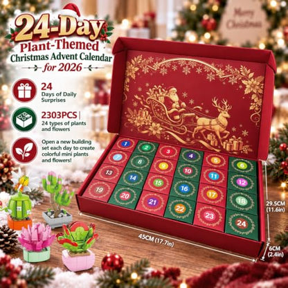 Flower Succulent Advent Calendar 2026 - 24 Mini Plant Building Blocks Kit