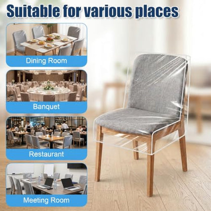 4-Pack Clear Plastic Dining Chair Covers Waterproof Seat Protectors
