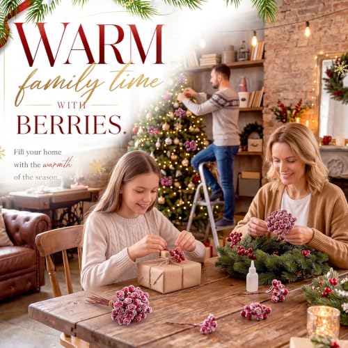 Artificial Holly Berries - Mini Burgundy Snowberry for Christmas Decor, 500 Pcs