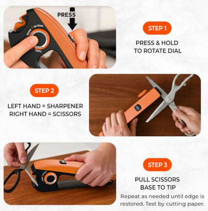 Orange Ninja Scissors Sharpener - 4 Adjustable Angles for Kitchen & Craft Scissors