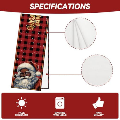 Black Santa Christmas Table Runner Xmas Winter Holiday Decorations - Red & Black, 13" x 72"