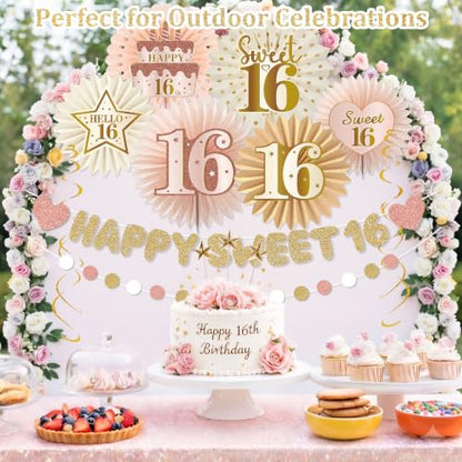 Pink and Champagne Gold Sweet 16 Party Decorations for Girls - Kit