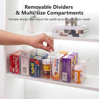 Clear Expandable Medicine Cabinet Organizer 2 Pack with Removable Dividers