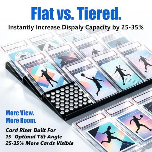 Honeycomb 24 Pack Black Acrylic Trading Card Risers for Display Cases
