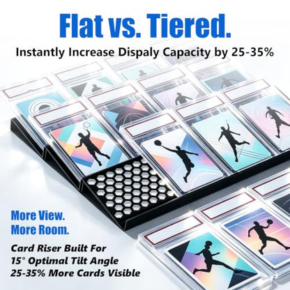 Honeycomb 24 Pack Black Acrylic Trading Card Risers for Display Cases