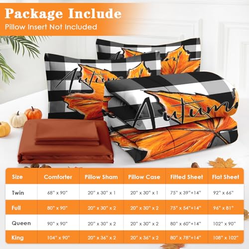 Fall Comforter Set with Sheets - 7 Piece Farmhouse Bedding Set