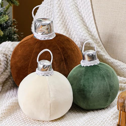 Moss Green Velvet Christmas Bell Pillow Set - 3 Pcs Holiday Decor