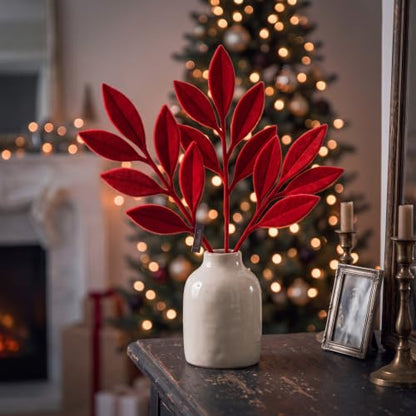 Red Velvet Christmas Tree Picks 16 Pack - Fluffy Holiday Decor