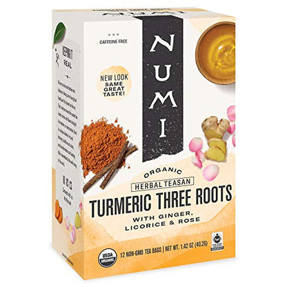 Numi Organic Tea Turmeric Tea, Three Roots,12 Bag(S),1.42 OZ(40.2G)