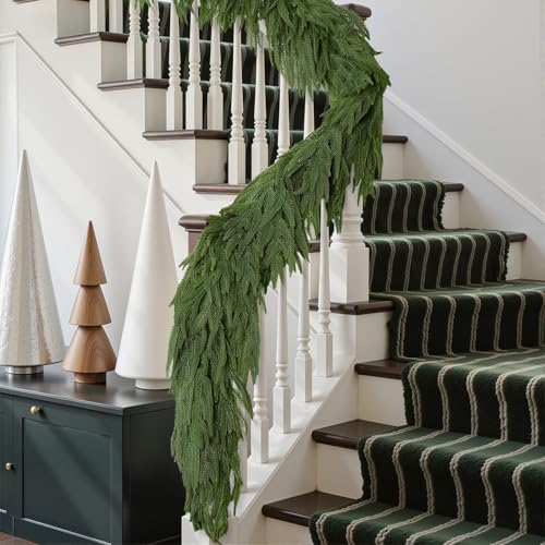 9FT Artificial Norfolk Pine Garland - Real Touch Holiday Decor, Indoor & Outdoor