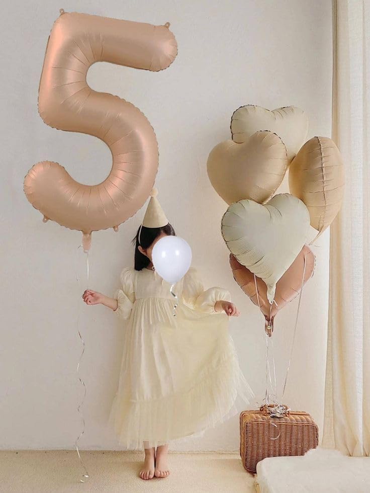 Skiennix 40-Inch Balloon Numbers - Light Brown 5th Birthday & Wedding Party Decor
