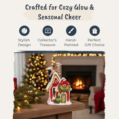 Holiday Deer Candle House - Blue Sky Clayworks 7.3-Inch Decor
