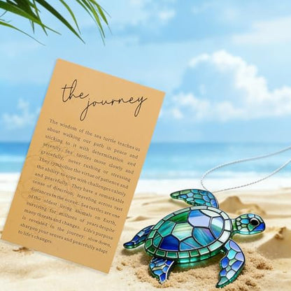 Sea Turtle Acrylic Window Suncatcher Coastal Decor Christmas Ornament Blue Sea