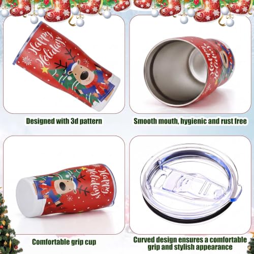 Penguin Christmas Tumblers Set - 20oz Insulated Travel Mugs with Lids & Straws