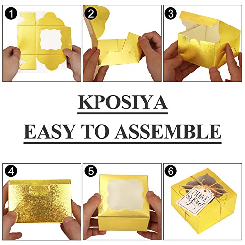 Gold Small Cookie Gift Box with Window - 20 Pack, 4x4x2.5 Inches