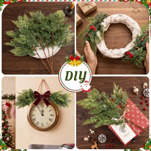 12 Pcs Artificial Cedar Stems - 18 Inch Holiday Greenery for Christmas Decor - Real Touch