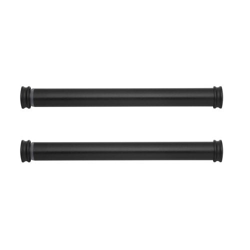 MODE Premium Collection Side Mount 1 1/8" Diameter Curtain Rod Set of Two with Matte Black End Cap Finials and Steel Wall Mounted 12” to 20” Adjustable Curtain Rods, Matte Black