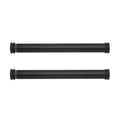 MODE Premium Collection Side Mount 1 1/8" Diameter Curtain Rod Set of Two with Matte Black End Cap Finials and Steel Wall Mounted 12” to 20” Adjustable Curtain Rods, Matte Black