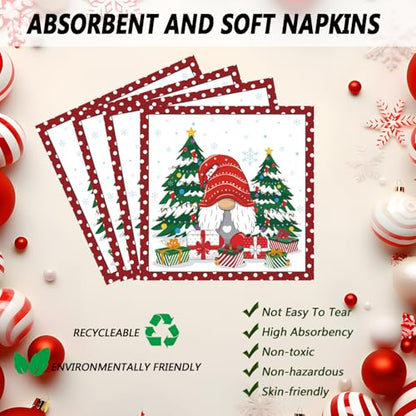 Christmas Gnomes Plates and Napkins Set with Santa & Tree - Holiday Party Supplies