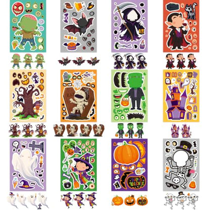 Halloween Stickers for Kids - 48 Assorted Spooky Designs - Variation of Halloween