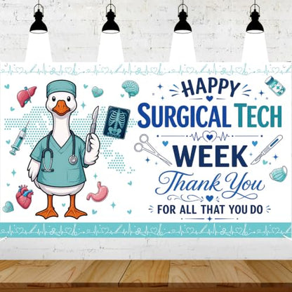 Surgical Tech Week Backdrop Banner - Hospital Appreciation Decor 71 x 43 Inch