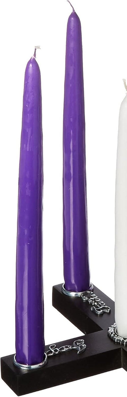 Cathedral Art Wood Cross Advent Candleholder Wreath - Joy, Faith, Hope & Peace Design