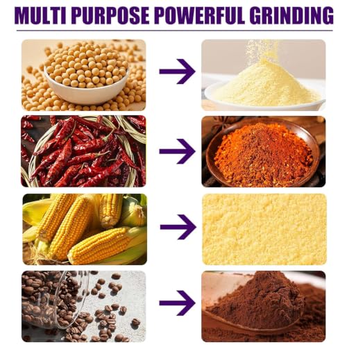 Electric Grain Mill Grinder 500G Stainless Steel Pulverizer for Wheat Corn Oats Coffee - Silver