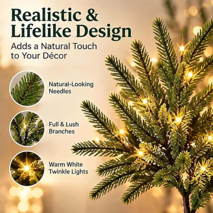 Twinkling Enchanted Evergreen Pine Tree with Lights - 5 Pieces